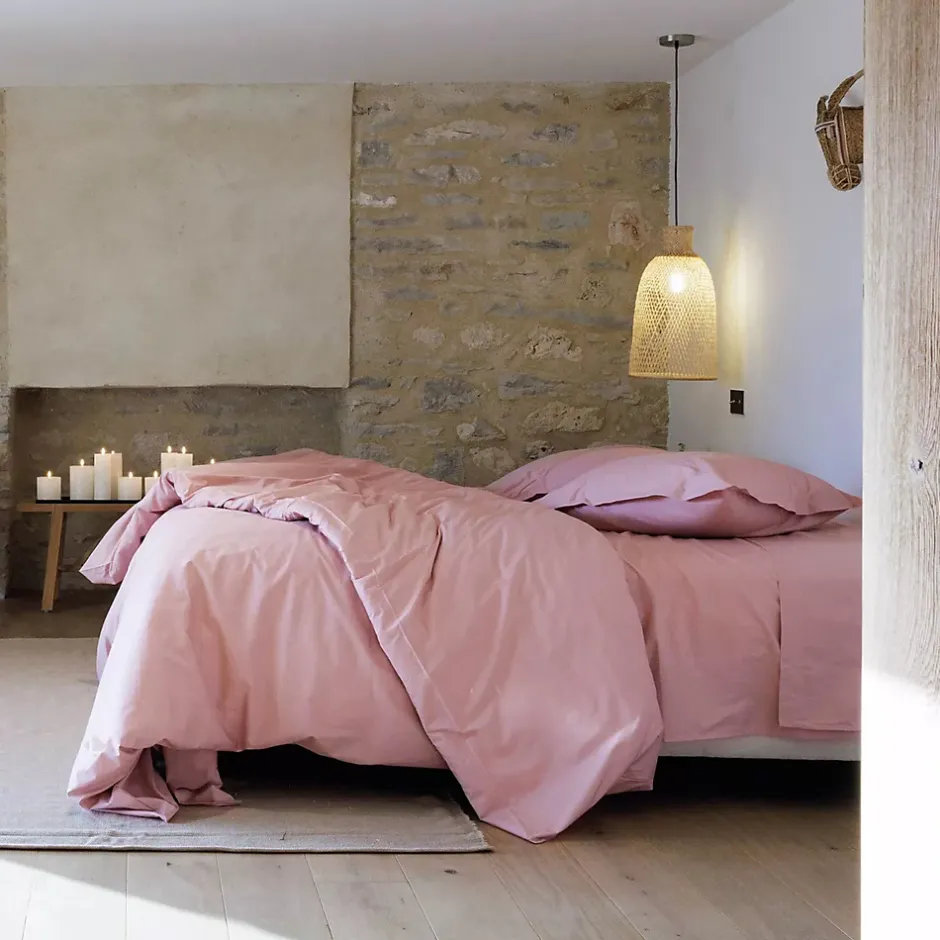 Linnea Housse de couette uni 280x240 cm percale de coton MANOIR Rose Best