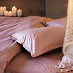 Linnea Housse de couette uni 280x240 cm percale de coton MANOIR Rose Best