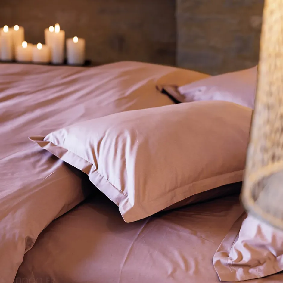 Linnea Housse de couette uni 280x240 cm percale de coton MANOIR Rose Best