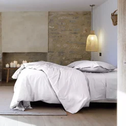 Linnea Housse de couette uni 240x220 cm percale de coton MANOIR gris Perle