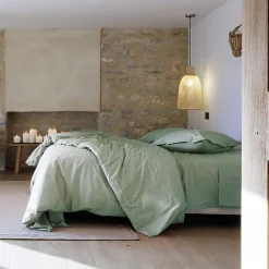 Linnea Housse de couette uni 280x240 cm percale de coton MANOIR vert Lichen