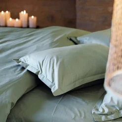 Linnea Housse de couette uni 280x240 cm percale de coton MANOIR vert Lichen