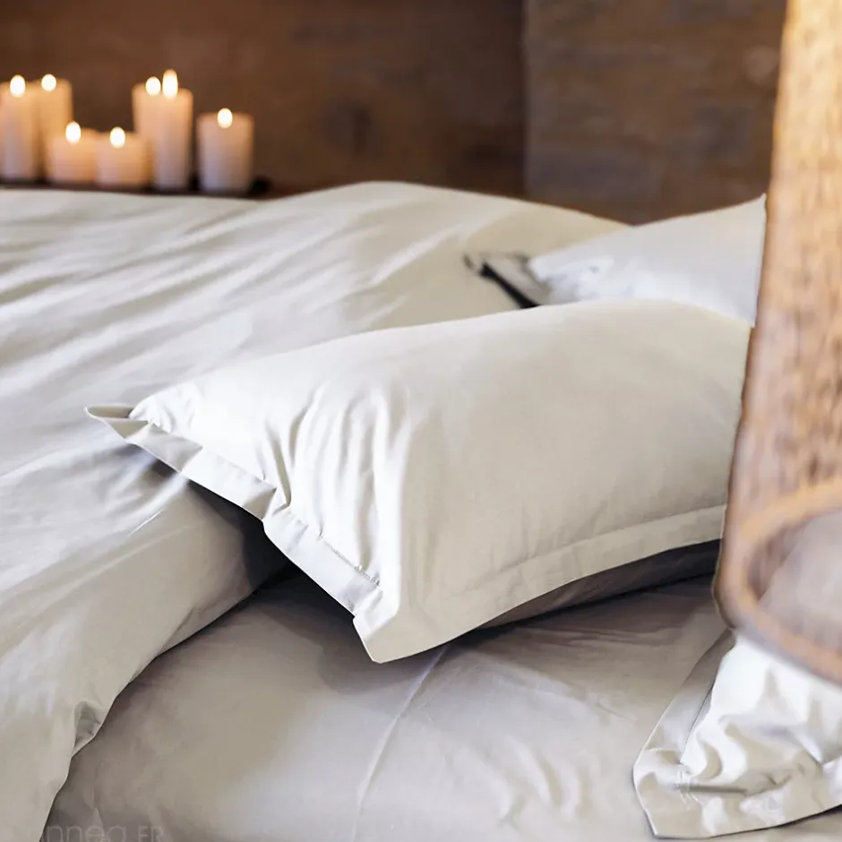 Linnea Housse de couette uni 260x240 cm percale de coton MANOIR Ivoire Best