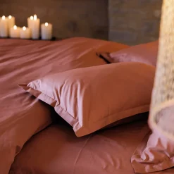 Linnea Housse de couette uni 280x240 cm percale de coton MANOIR rose Pêche New