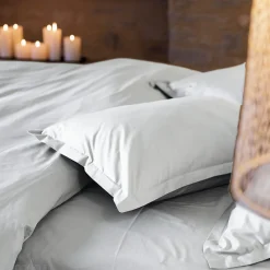 Linnea Housse de couette uni 280x240 cm percale de coton MANOIR blanc Neige