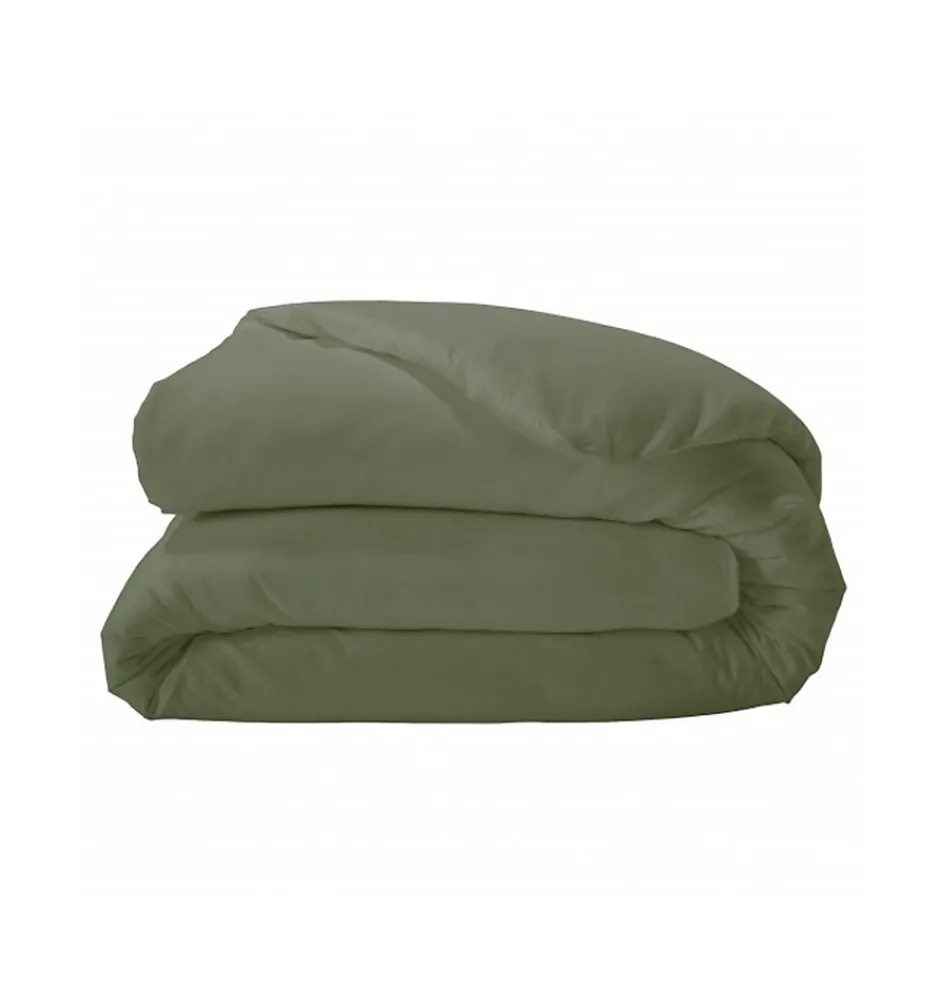 Tradilinge Housse de couette unie en percale de coton (200x200 cm - Vert Olive) Best