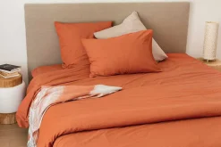 Toison d'Or Housse de couette unie en coton Lavé (240x220 cm - Cuivre)