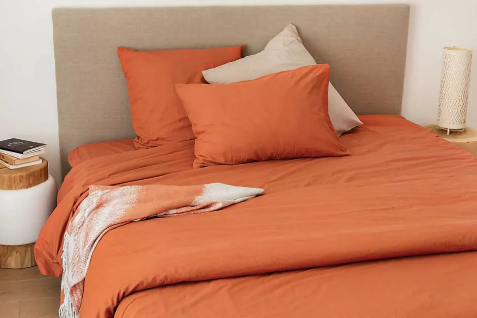 Toison d'Or Housse de couette unie en coton Lavé (240x220 cm - Cuivre)