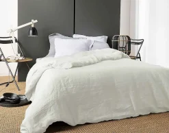 Linder Housse de Couette Unie en Lin (240x220 cm - Ivoire)