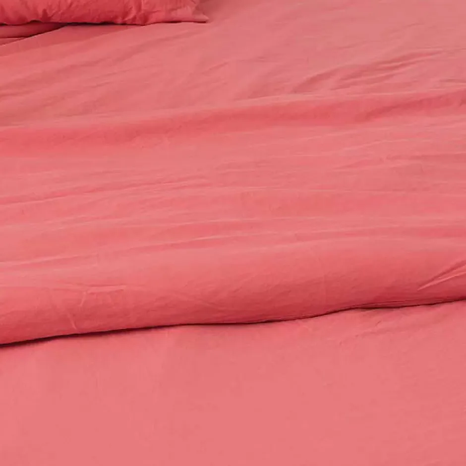 Toison d'Or Housse de couette unie en coton Lavé (260x240 cm - Rose) Sale