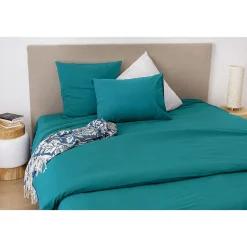 Toison d'Or Housse de couette unie en coton Lavé (140x200 cm - Bleu) Hot