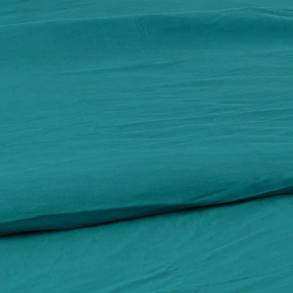 Toison d'Or Housse de couette unie en coton Lavé (140x200 cm - Bleu) Hot