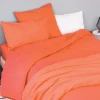 Toison d'Or Housse de couette unie en coton Lavé (200x200 cm - Orange corail) Clearance