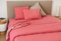 Toison d'Or Housse de couette unie en coton Lavé (140x200 cm - Rose) Sale