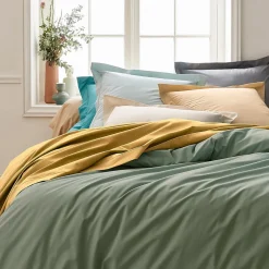 Tradilinge Housse de couette unie en percale de coton (240x220 cm - Ambre) Best