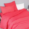Toison d'Or Housse de couette unie en coton Lavé (200x200 cm - Rouge)