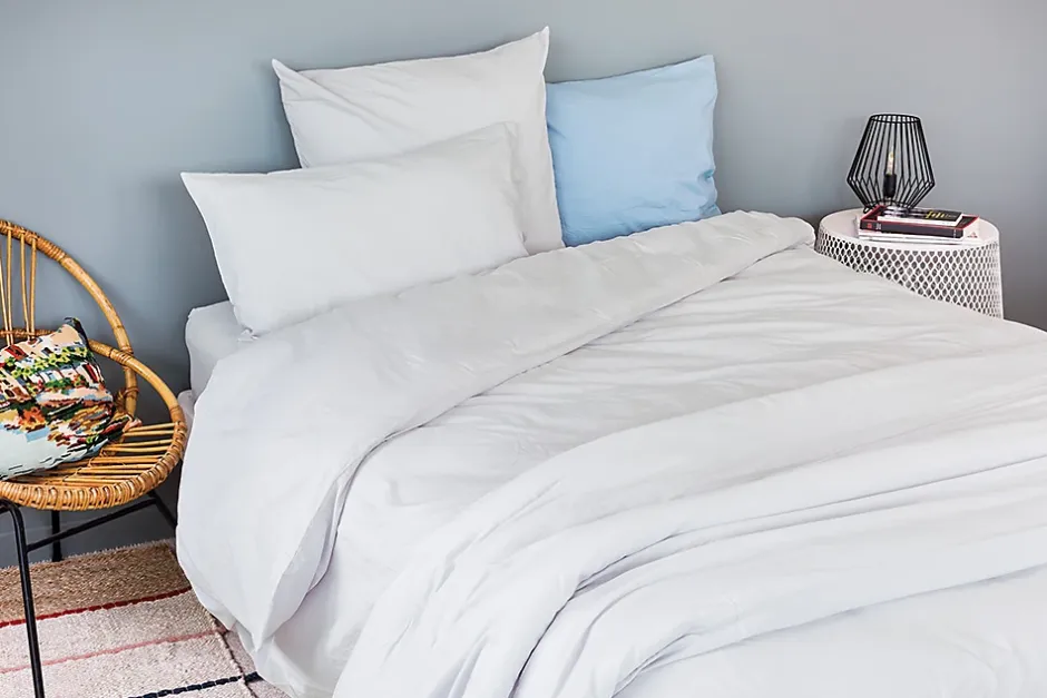 Toison d'Or Housse de couette unie en coton Lavé (200x200 cm - Gris Perle) Sale