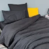 Toison d'Or Housse de couette unie en coton Lavé (140x200 cm - Gris anthracite)