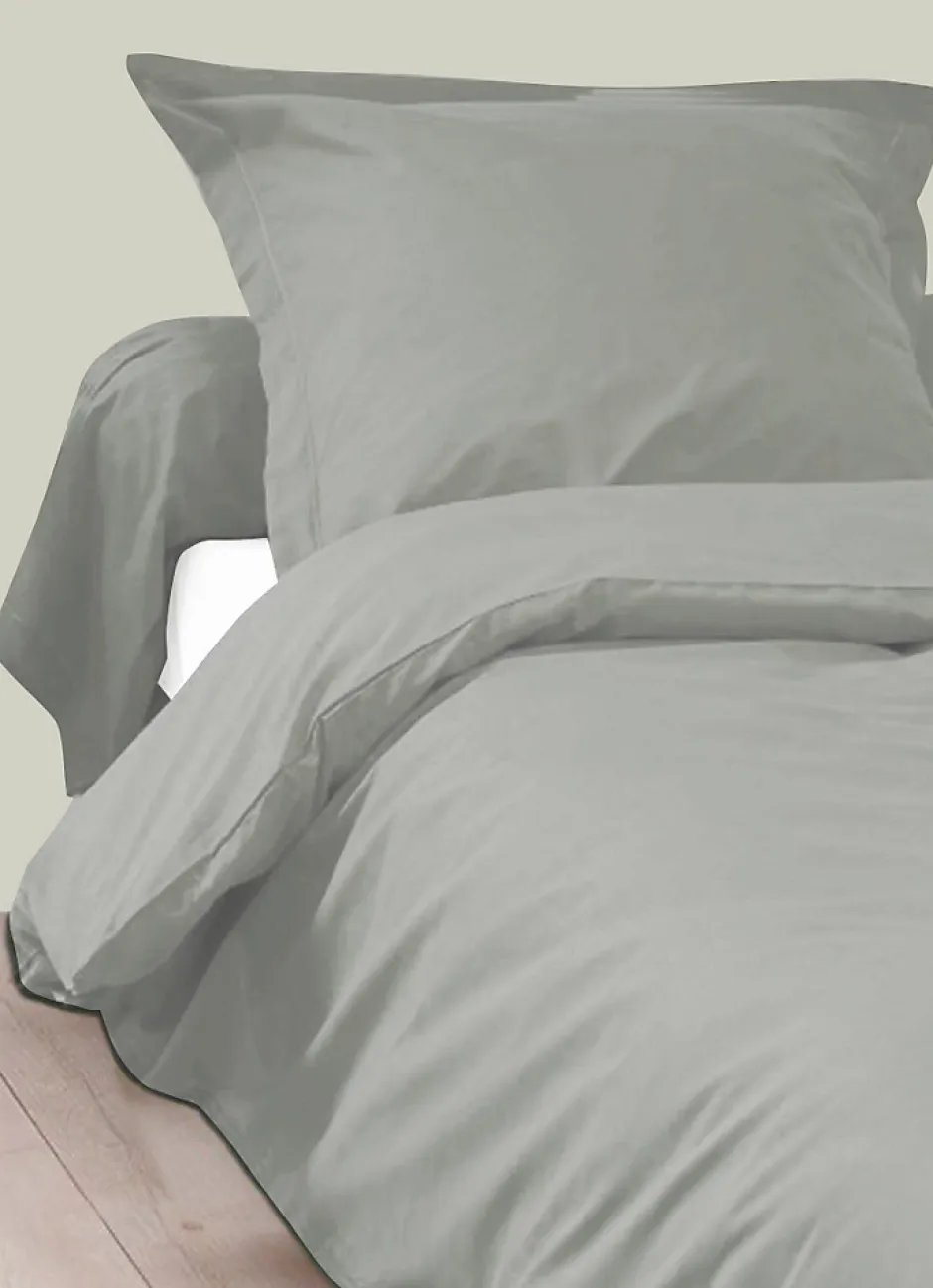 Tradilinge Housse de Couette Unie en 100 % Coton (260x240 cm - Gris Galet)