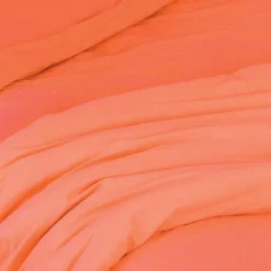 Toison d'Or Housse de couette unie en coton Lavé (140x200 cm - Orange corail)