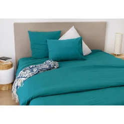 Toison d'Or Housse de couette unie en coton Lavé (260x240 cm - Bleu)