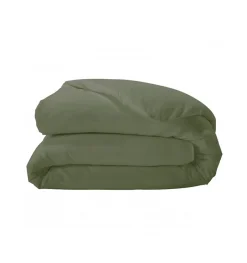 Tradilinge Housse de couette unie en percale de coton (240x220 cm - Vert Olive) New