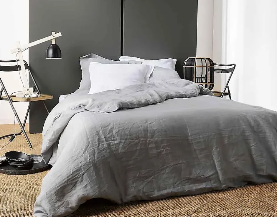 Linder Housse de Couette Unie en Lin (260x240 cm - Gris clair) Clearance