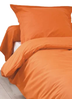 Tradilinge Housse de Couette Unie en 100 % Coton (260x240 cm - Orange corail)