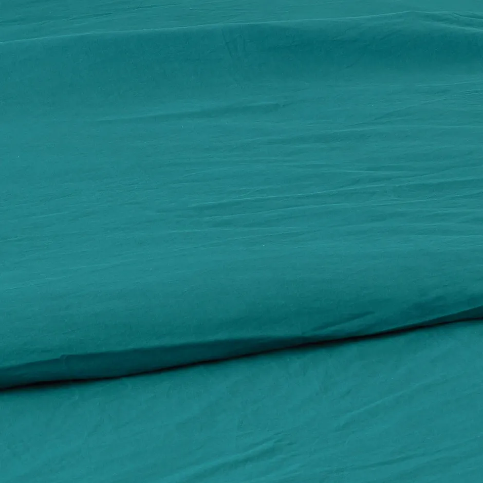 Toison d'Or Housse de couette unie en coton Lavé (280x240 cm - Bleu)