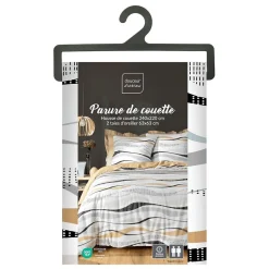 Douceur D'Intérieur Housse de couette 240x220 + 2 taies VAGUELINE Naturel Hot