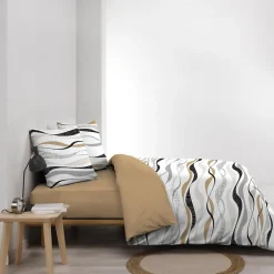 Douceur D'Intérieur Housse de couette 240x220 + 2 taies VAGUELINE Naturel Hot