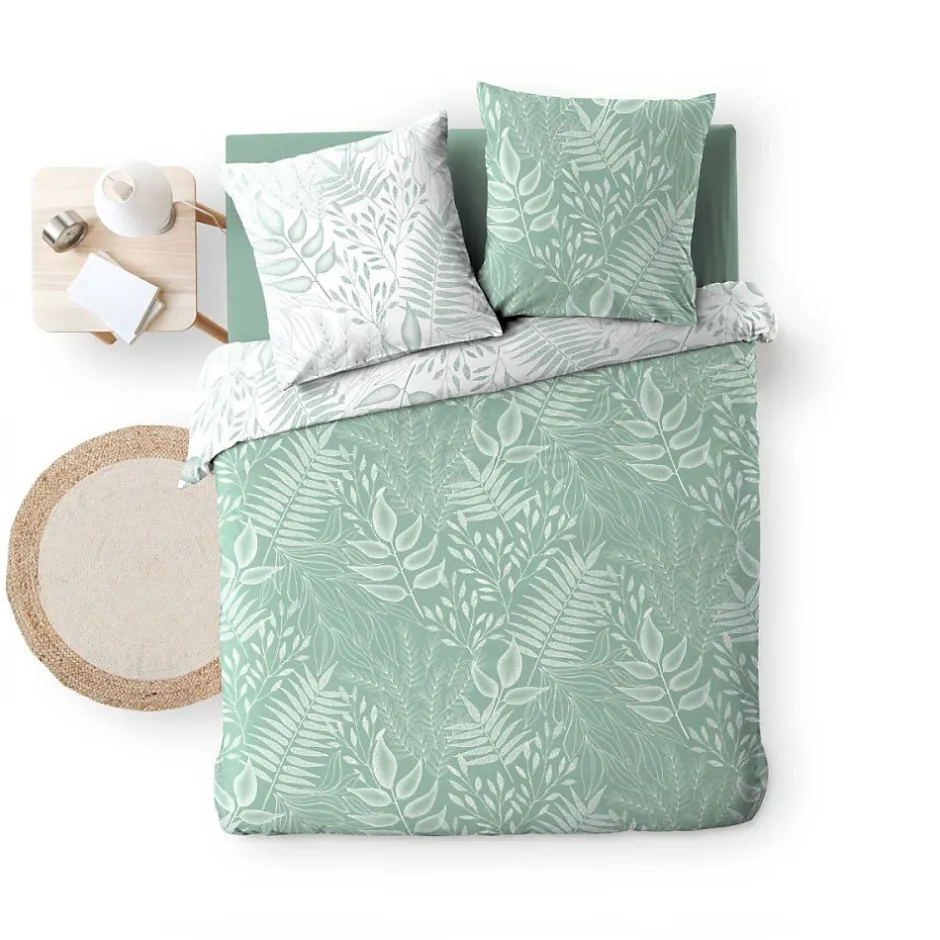 Douceur D'Intérieur Housse de couette 260x240 + 2 taies CASSIA sauge 100% coton