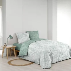 Douceur D'Intérieur Housse de couette 260x240 + 2 taies CASSIA sauge 100% coton