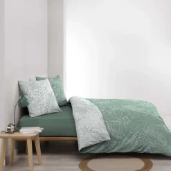 Douceur D'Intérieur Housse de couette 260x240 + 2 taies CASSIA sauge 100% coton