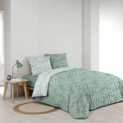 Douceur D'Intérieur Housse de couette 240x220 + 2 taies MALIA sauge 100% coton Discount