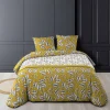 100Comfort Housse de couette 260x240 + 2 taies Marjolaine ocre coton 52 fils