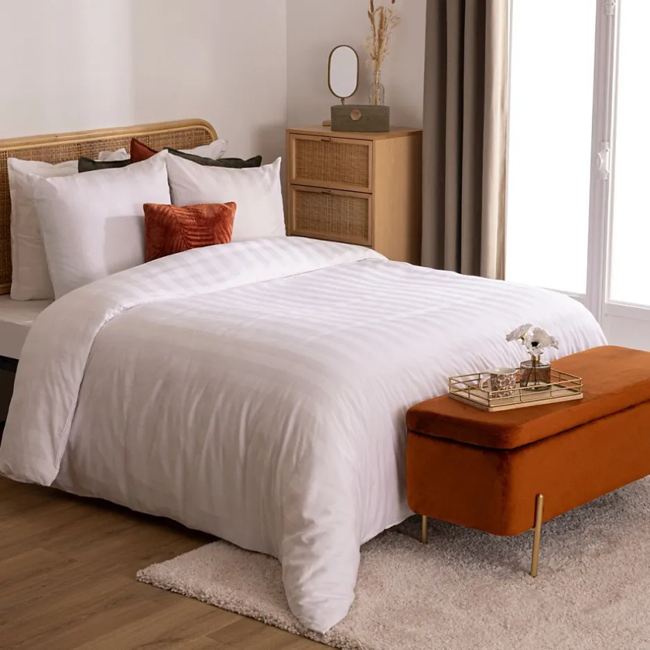 Atmosphera Créateur D'Intérieur Housse de couette 240x220 + 2 taies coton satiné blanc Hot