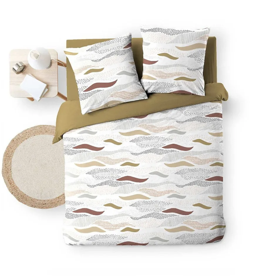 Douceur D'Intérieur Housse de couette 240x220 + 2 taies imprimées VAGUES