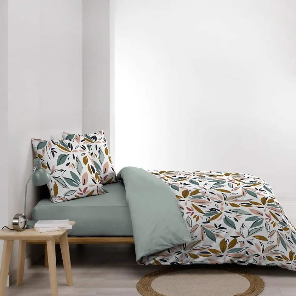 Douceur D'Intérieur Housse de couette 240x220 + 2 taies imprimées feuillages Sale