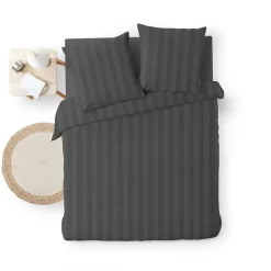 Douceur D'Intérieur Housse de couette 240x220 + 2 taies Cléo Anthracite microfibre Discount