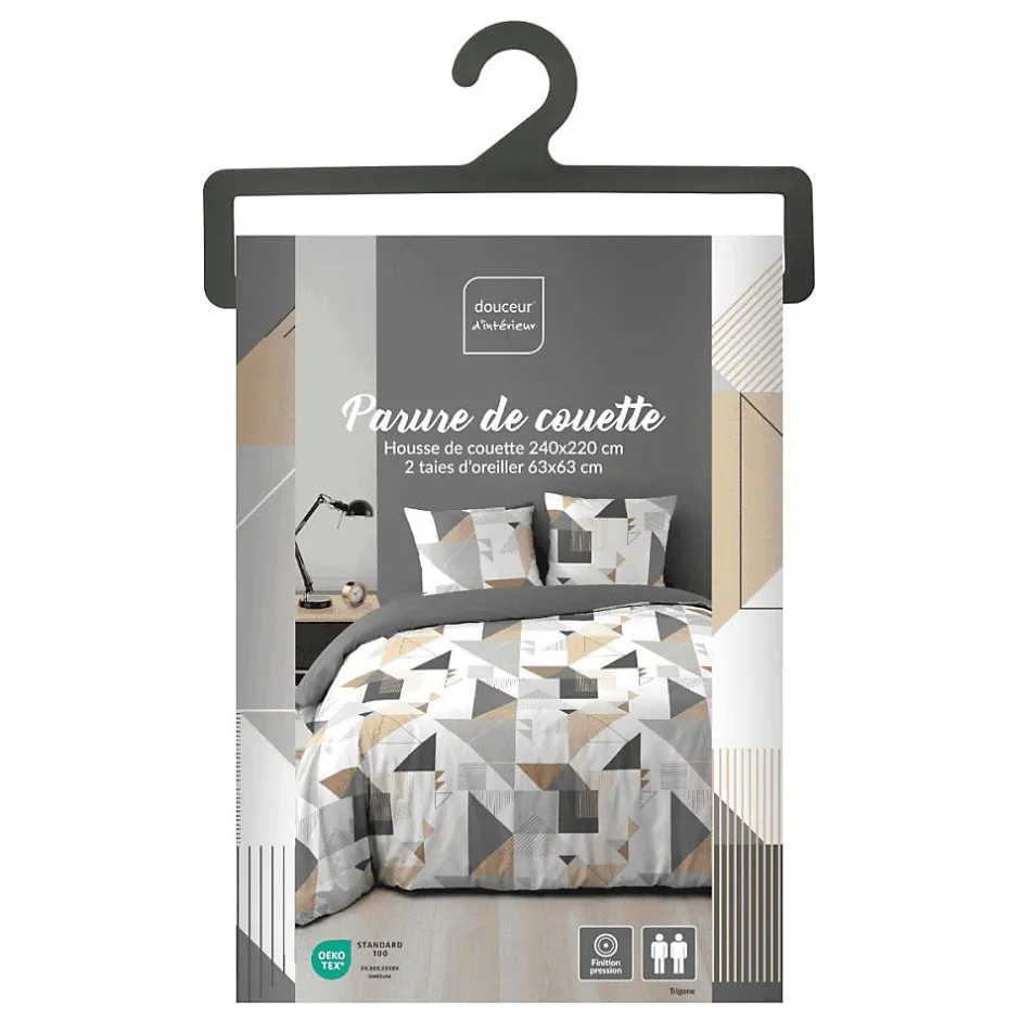 Douceur D'Intérieur Housse de couette 240x220 + 2 taies TRIGONE microfibre