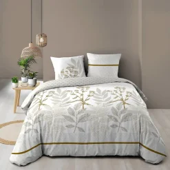 Douceur D'Intérieur Housse de couette 240x220 + 2 taies RAONI 100% coton 57fils New