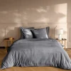 Douceur D'Intérieur Housse de couette 240x220 + 2 taies anthracite finition flanelle