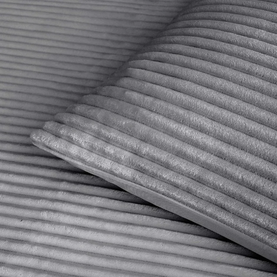 Douceur D'Intérieur Housse de couette 240x220 + 2 taies anthracite finition flanelle