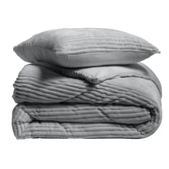 Douceur D'Intérieur Housse de couette 240x220 + 2 taies anthracite finition flanelle