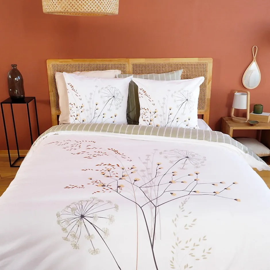 Cote Deco Housse de couette 240x220 + 2 taies SOLIFLORE 100% Coton 57 fils Clearance