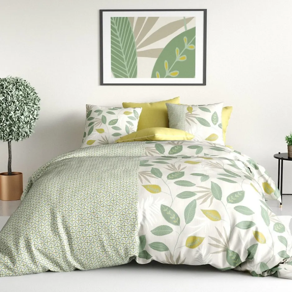 Atelier Du Coton Housse de couette 260x240 ARECA + 2 taies coton 57 fils