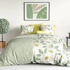 Atelier Du Coton Housse de couette 240x220 ARECA + 2 taies coton 57 fils