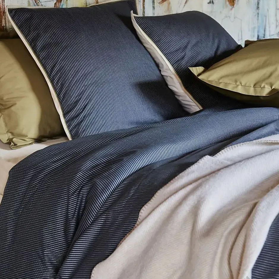 Linnea Housse de couette 260x240 cm coton BRIXTON à rayures noires Discount