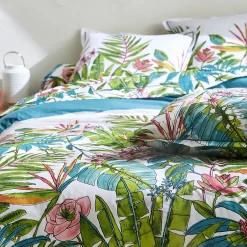 Linnea Housse de couette 260x240 cm coton SUMATRA bleu Paon